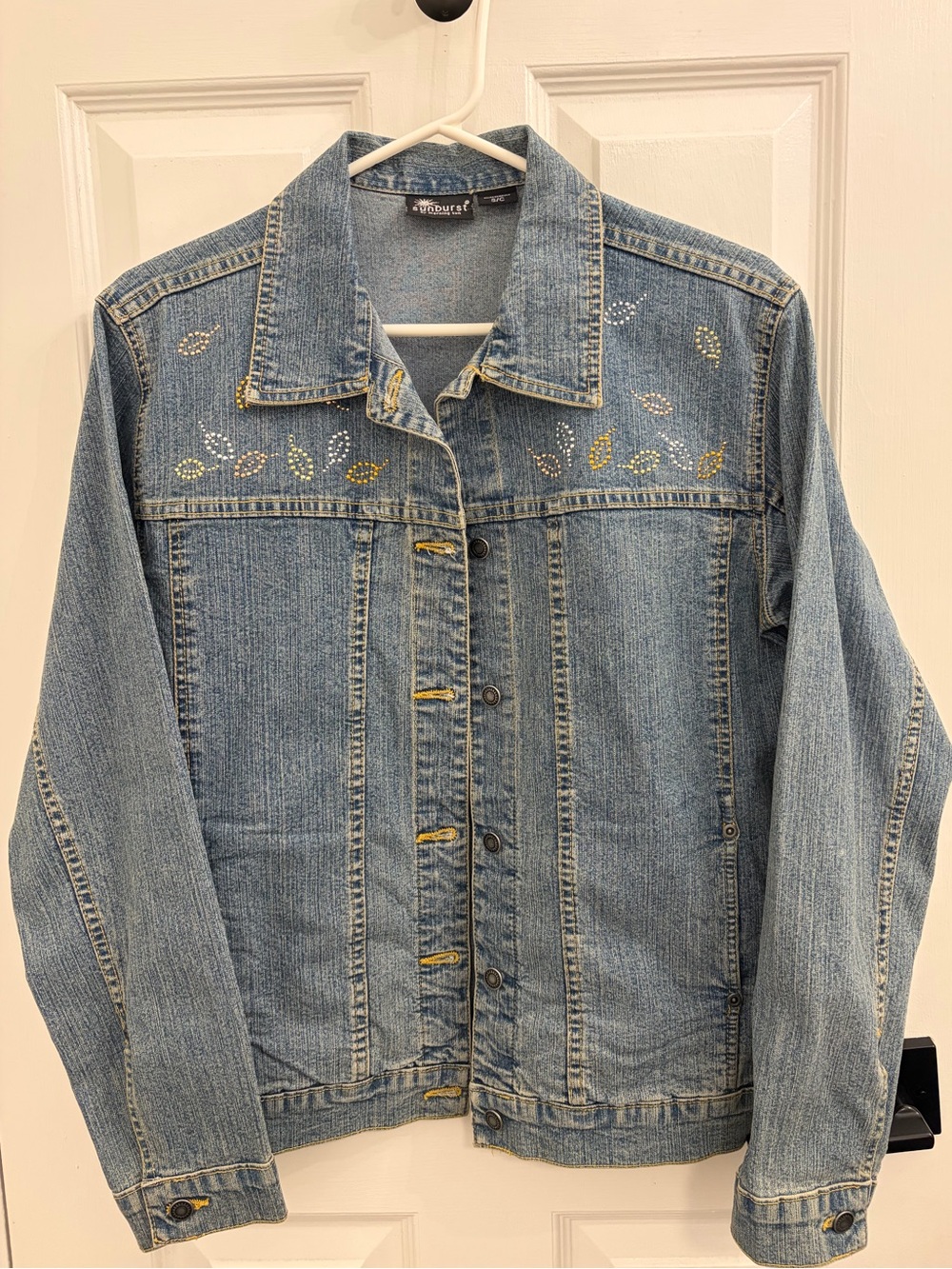 Embroidered Light Wash Denim Jacket - Women